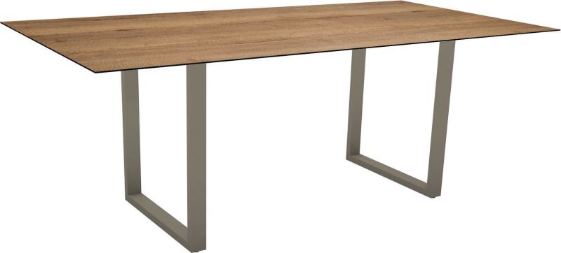 Stern Kufentisch 160x90 cm Aluminium greige mit Tischplatte Silverstar 2.0 Dekor Quartz
