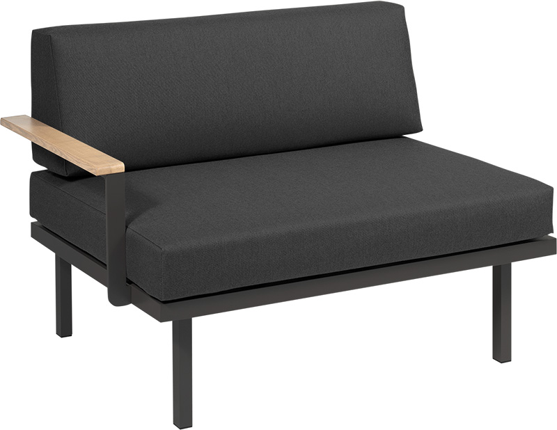 Karasek Modul Sylt 100x84 Holzarmlehne rechts carbon D10 sooty