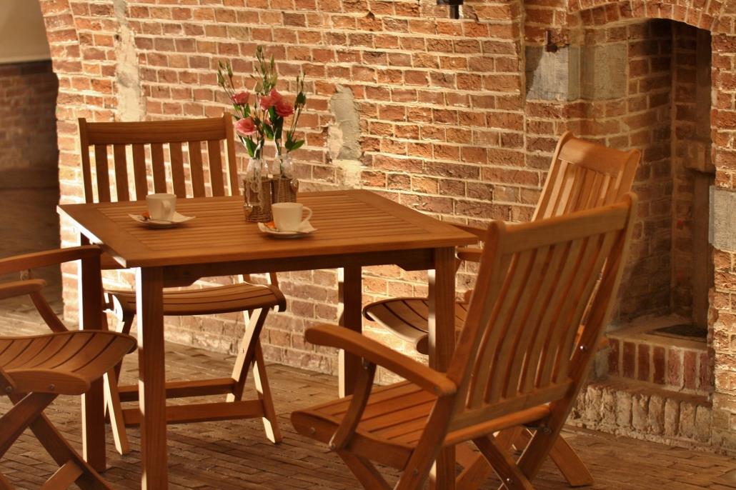 Traditional Teak Gartentisch Theaodora 90 x 90 Teakholz
