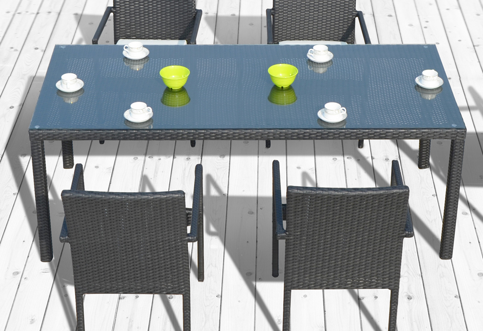 Polyrattan Tisch Funda braun 200 x 90 cm