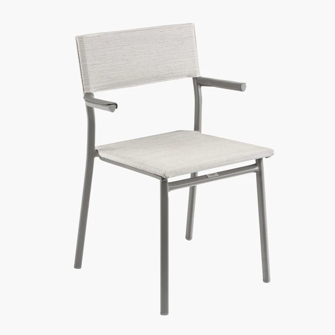 Lafuma ORON RIVES Stuhl mit Armlehnen Batyline® Duo Alu Titane/Galet
