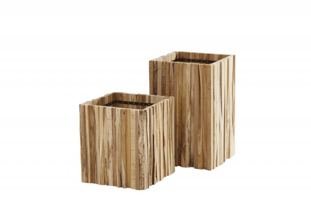4Seasons Outdoor Pflanzenkübel quadratisch Miguel klein, Teak 45 x 45 cm (H 70 cm)