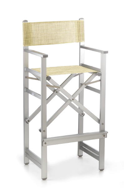 Original italienischer Regiestuhl Hoch Barstuhl Rimini klappbar Aluminium