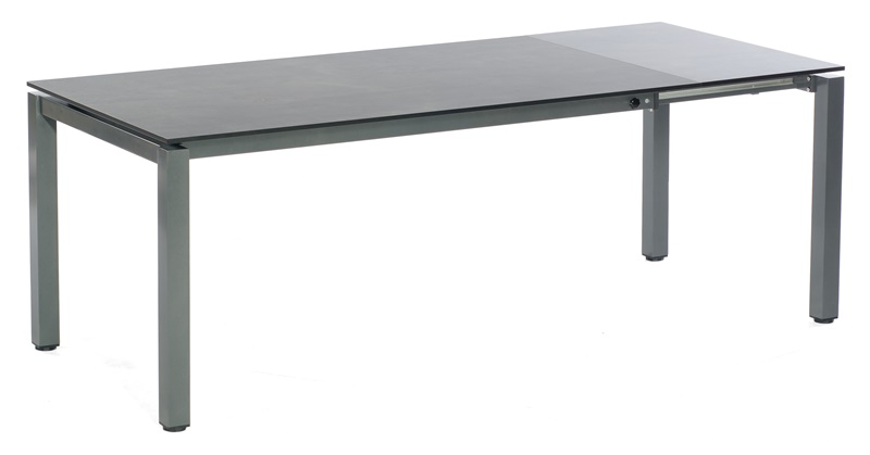 SonnenPartner BASE Ausziehtisch Alu/Tischplatte Compact/Einlegeplatte HPL anthrazit 200/260 x 100 cm