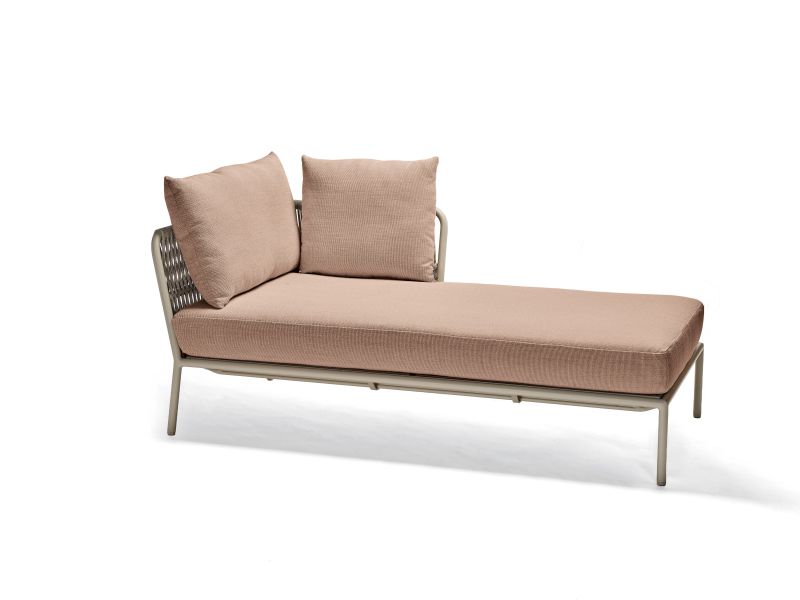 Stern Recamiere Romy Aluminium/Kordel greige Armlehne links Kissenset 100% Polyacryl Lychee