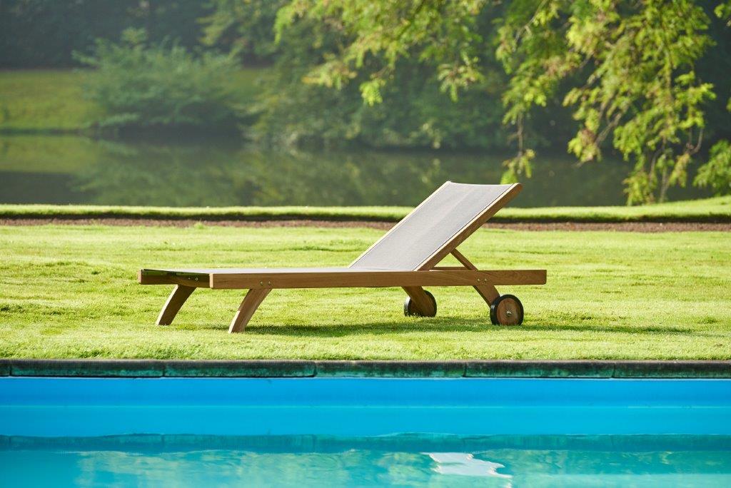Traditional Teak Gartenliege Kate schwarz Teakholz-Batyline