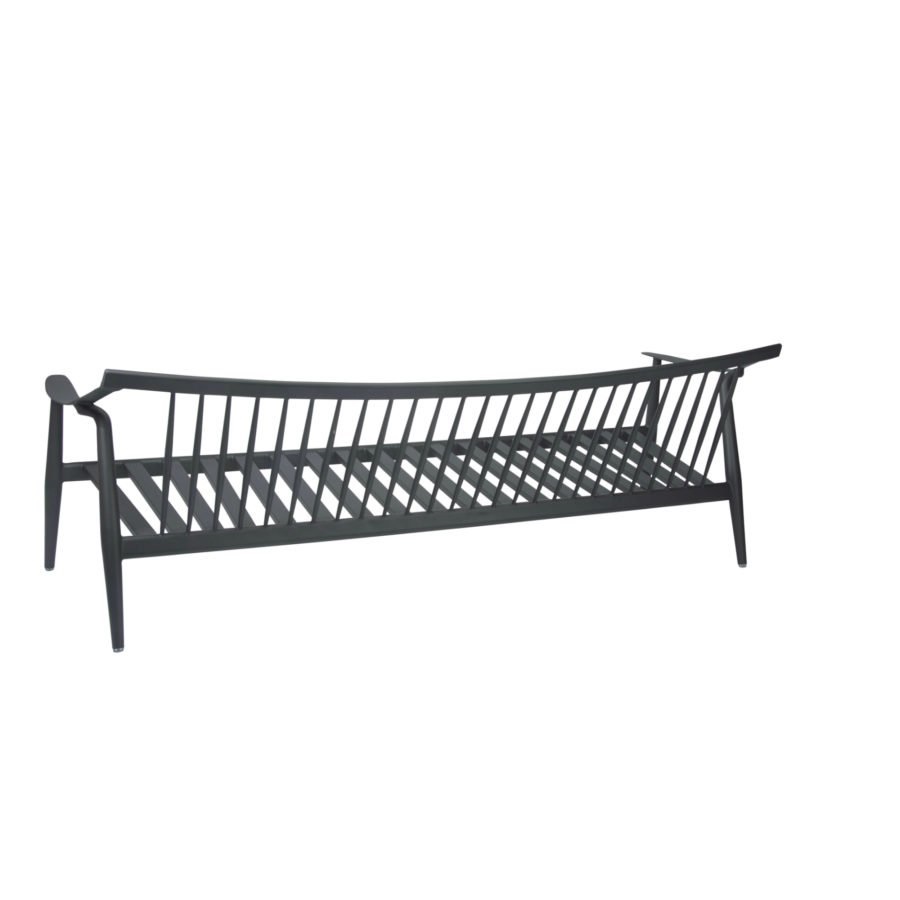 Stern Lounge-Sofa 3-Sitzer Vanda Aluminium anthrazit mit Kissen 100% Acryl Dessin seidengrau