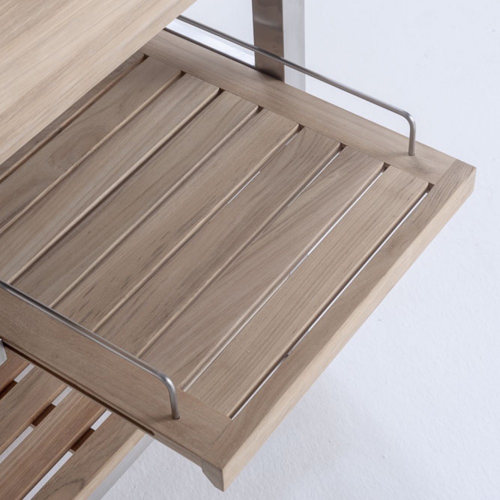 ARCO Quadro Multifunktioneller Servierwagen Teakholz/Edelstahl