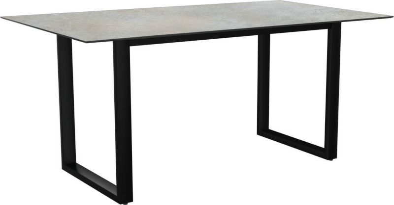 Stern Kufentisch 160x90 cm Aluminium schwarz matt mit Tischplatte Silverstar 2.0 Dekor Quartz