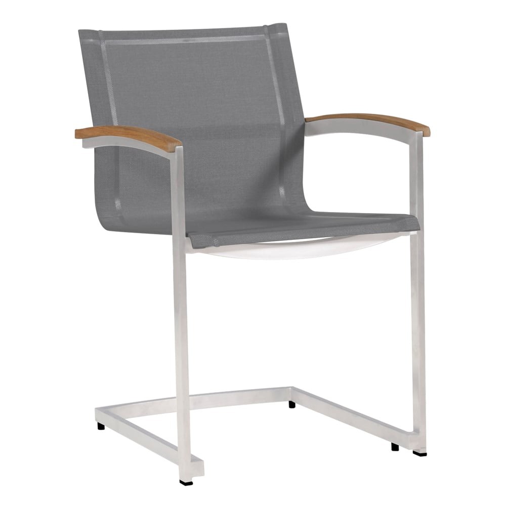 Zebra Setax Freischwinger, Edelstahl/Teakarmlehne