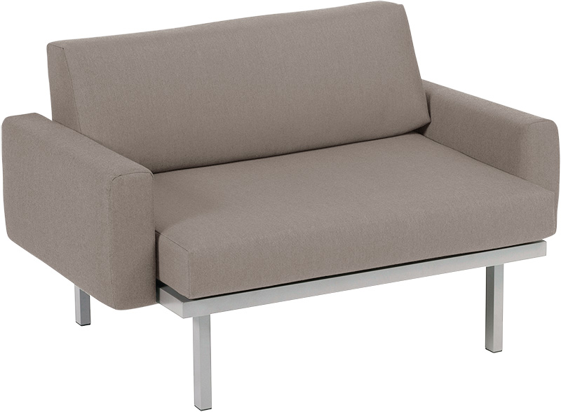 Karasek Modul Sylt 100x84 gepolsterte Armlehne links und rechts  silber D11 naturegrey