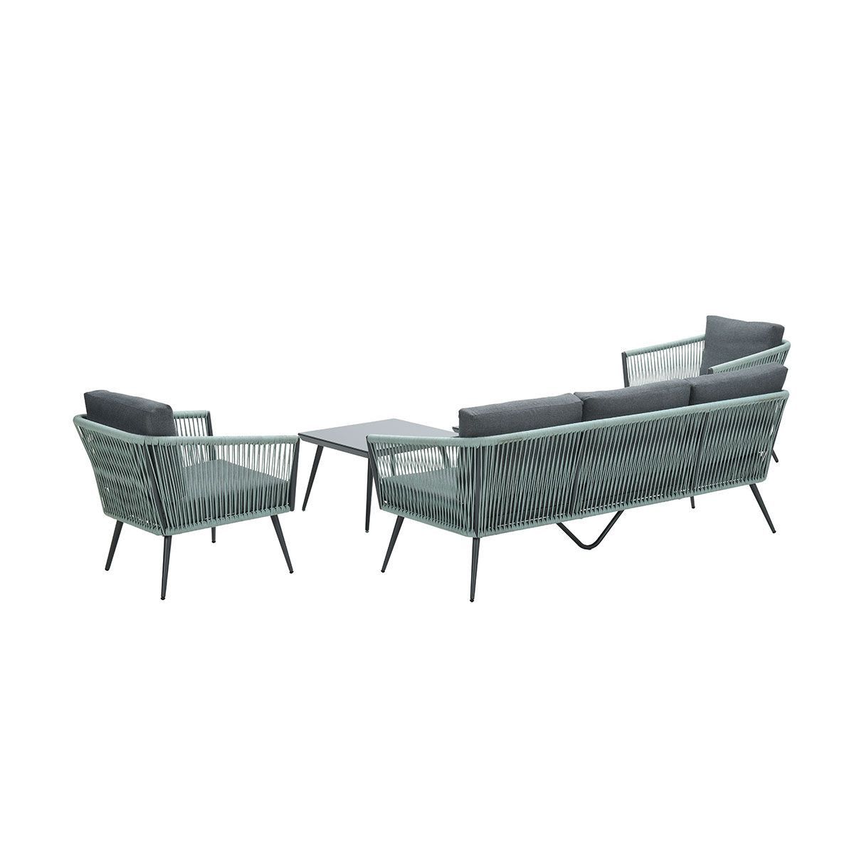 GARDEN Impressions Canberra Lounge Set 5-teilig carbon black/Rope mint grey