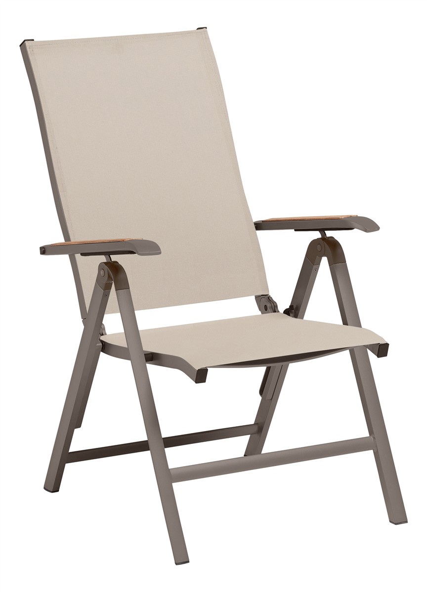 KETTLER Multipositionssessel DIAMOND Aluminium/Outdoorgewebe, Armlehne Teak taupe/Stucco