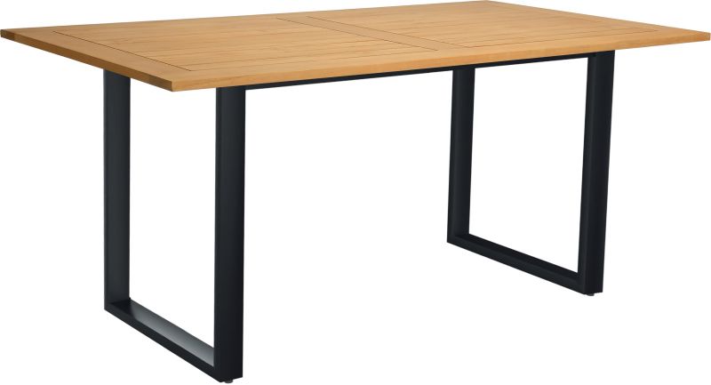 Stern Kufentisch 180x100 cm Aluminium schwarz matt Tischplatte Teak