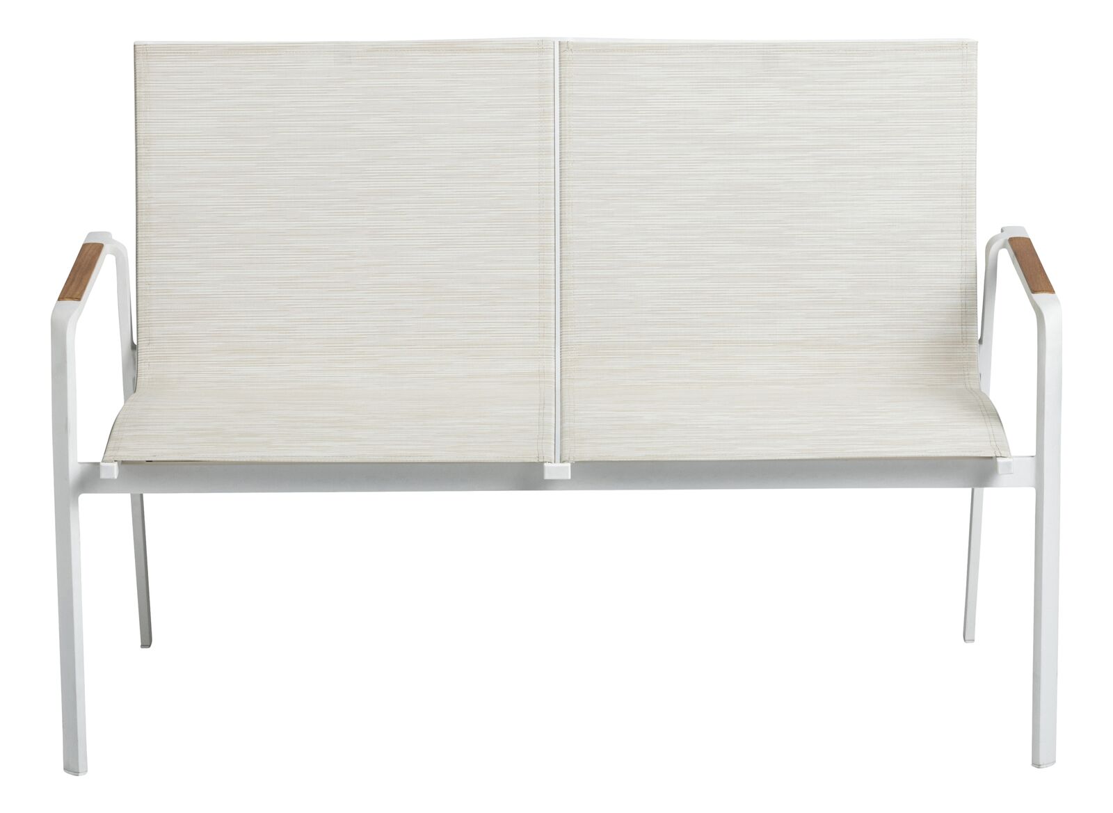 Kettler DIAMOND 2er Bank, weiß matt/ beige, Armlehne Teak