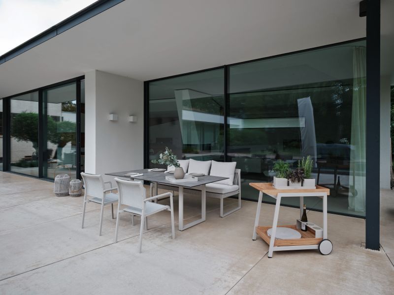 Stern Bank 3-Sitzer Tammo Aluminium/Kordel greige Kissenset 100% Polyacryl Vanilla