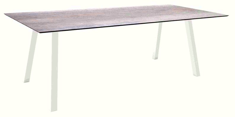 Stern Tisch 180x100 cm Rundrohr Aluminium weiß Tischplatte Silverstar 2.0 Smoky