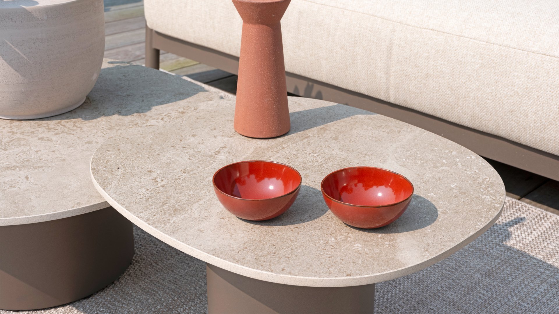 4 Seasons Outdoor Tischplatte für Kaffeetisch Sofie 50x60 cm Keramik Sand