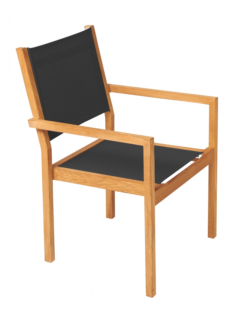 Traditional Teak Stapelstuhl Kate schwarz Teakholz-Batyline 