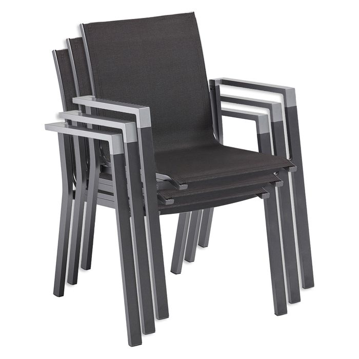 Kettler CUBIC HPL- Ausziehtisch 140/210x70 mit 6 Rasmus Stapelstuhl anthrazit