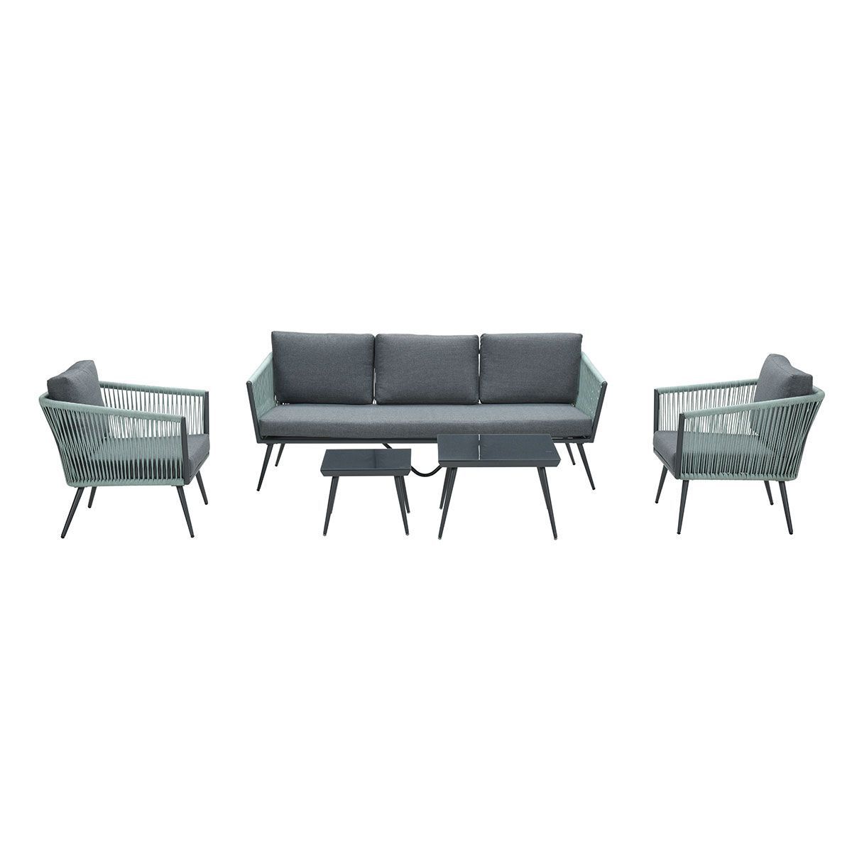 GARDEN Impressions Canberra Lounge Set 5-teilig carbon black/Rope mint grey