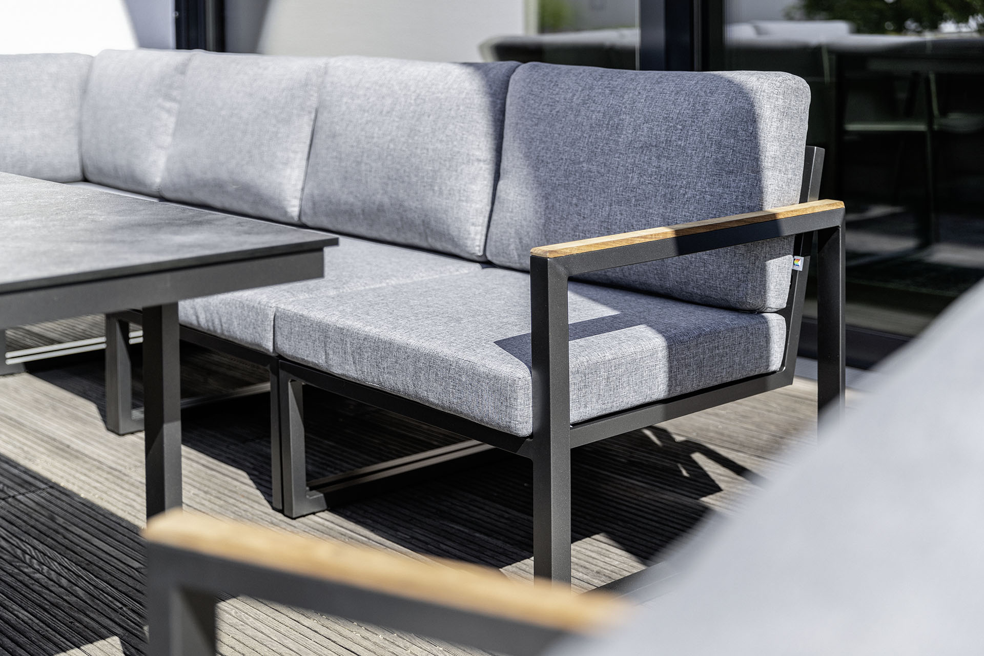 KETTLER OCEAN SKID MODULAR Set anthrazit mit Teak Armlehne Keramik Tischplatte