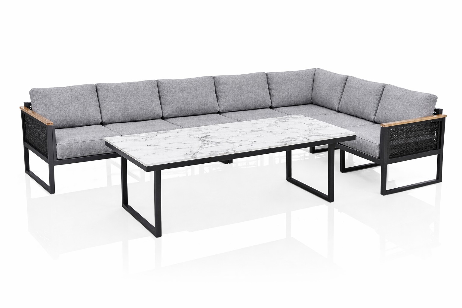 KETTLER OCEAN SKID MODULAR Set anthrazit /Teak/ Rope 9-teilig