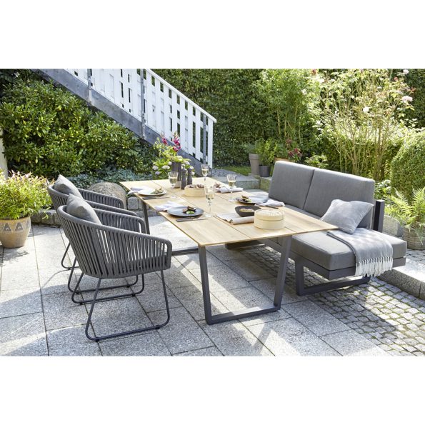 Diamond Garden Kufentsich Oxford 220x100 cm Fase/Edelstahl Dunkelgrau/Recycled Teak Natur