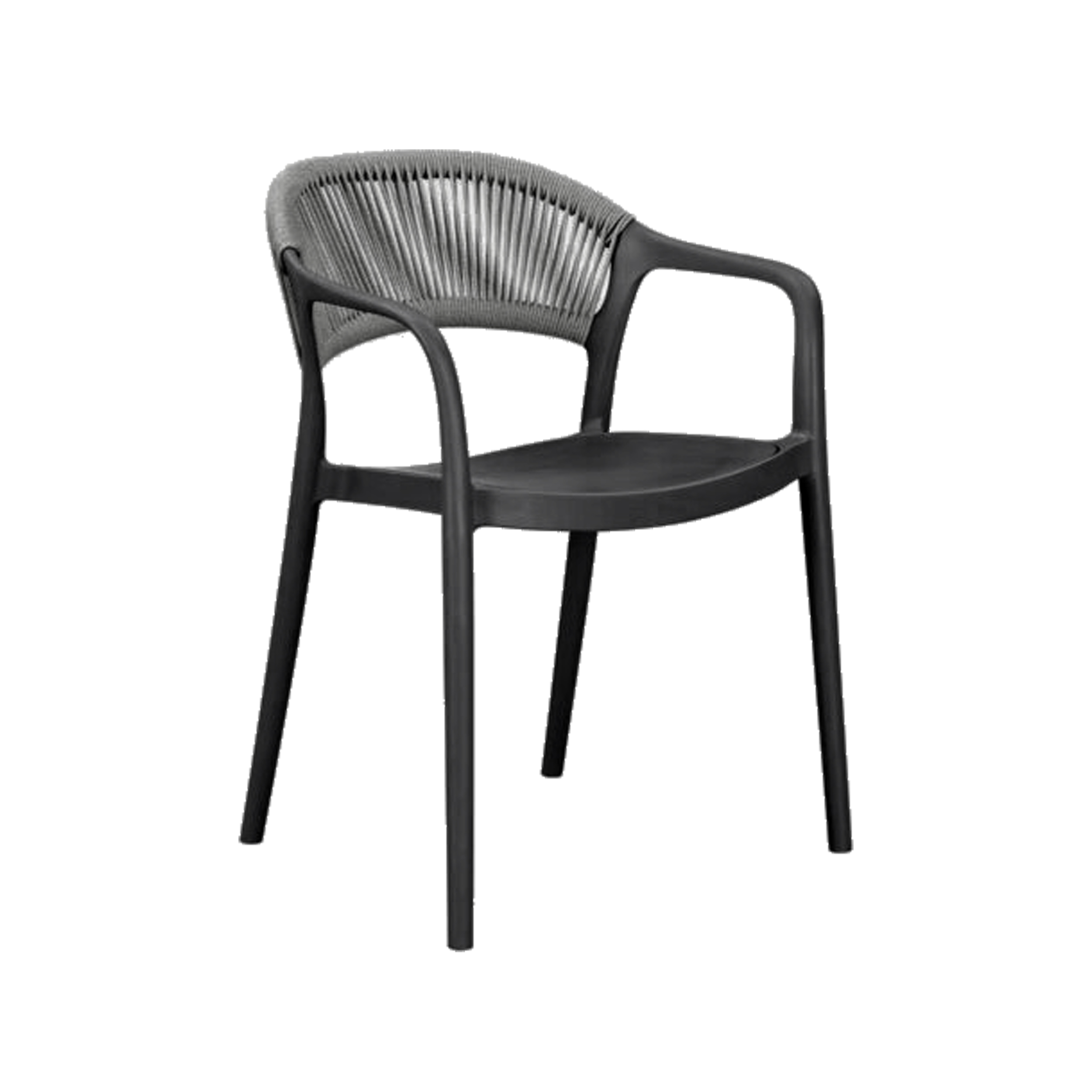 Stapelstuhl Wing Kunststoff / Rope Schwarz/Grau