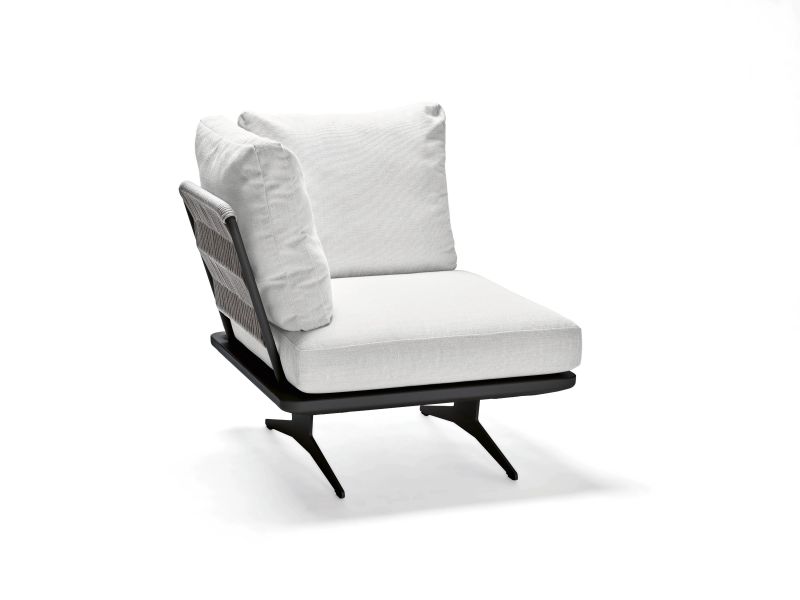 Stern Eckelement Enya Lounge Aluminium anthrazit matt/Kordel Stone Kissen 100% Polyacryl Ivory