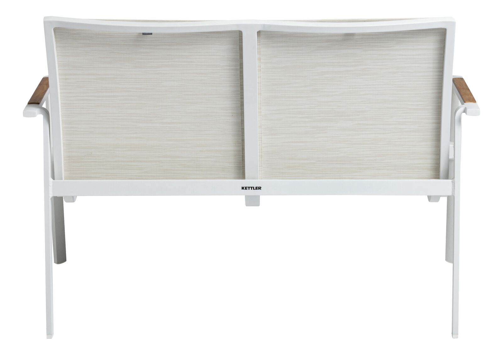 Kettler DIAMOND Lounge 2er Bank weiß matt / beige Armlehne Teak