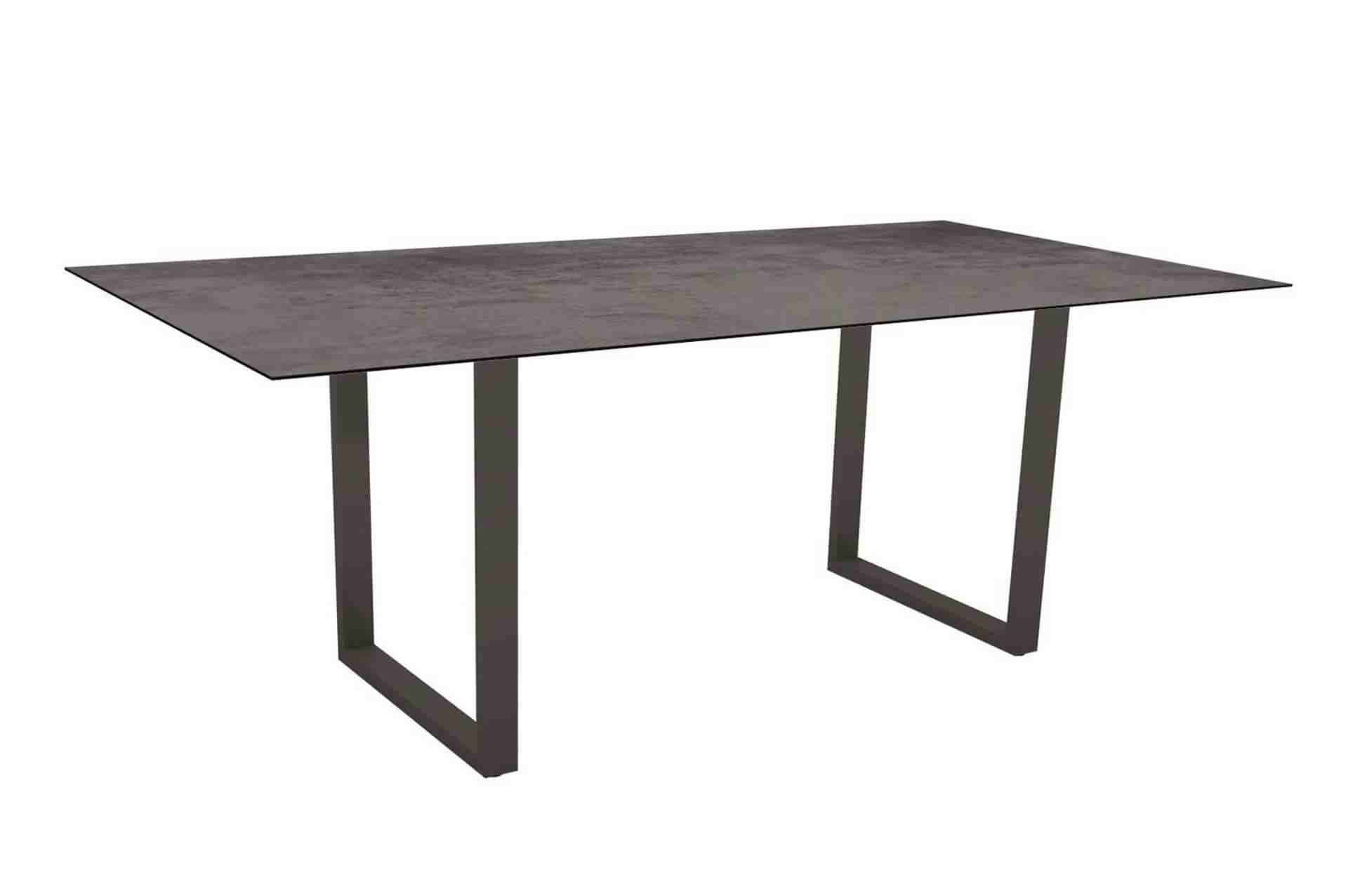 Stern Kufentisch 200x100 cm Aluminium schwarz matt/Tischplatte Silverstar 2.0 Dekor Slate