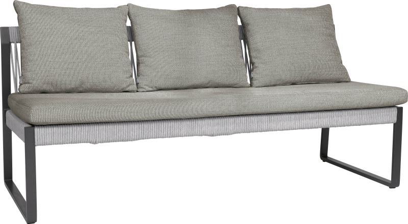 Stern Bank 3-Sitzer Tammo Aluminium anthrazit matt Kordel Stone Kissenset 100% Polyacryl Macchiato