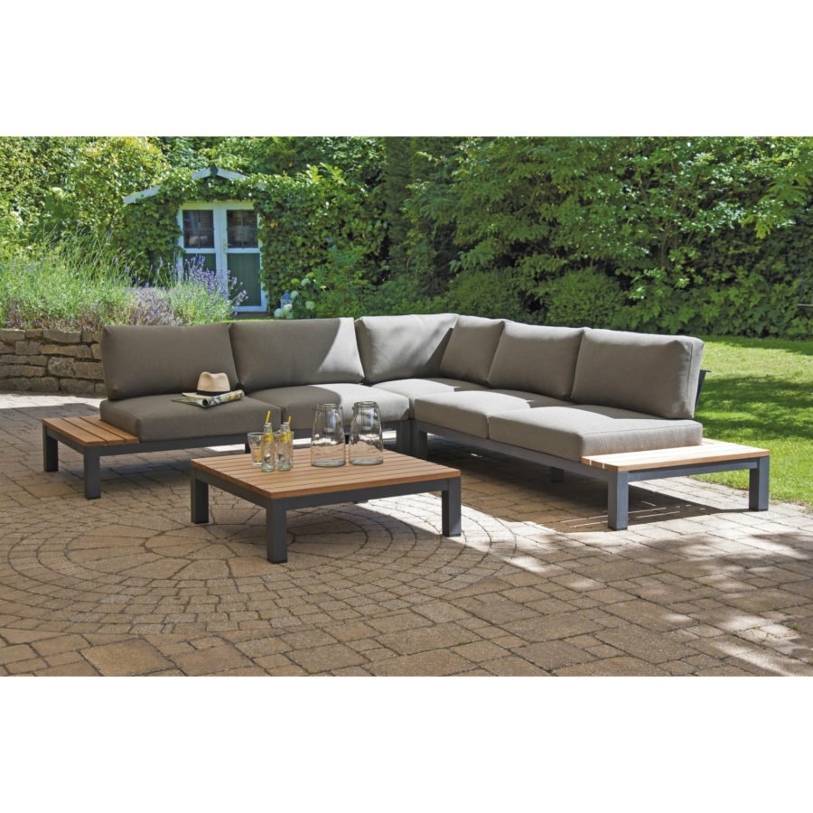 SonnenPartner Equila Eckmodul 2-Sitzer links anthrazit/Teak
