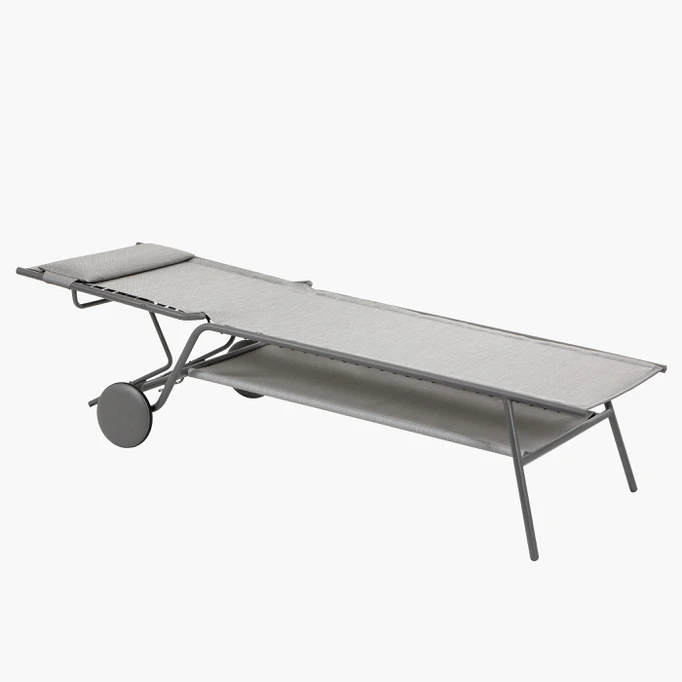 Lafuma MIAMI II hoch RIVES Sonnenliege Batyline® Duo Titane/Galet