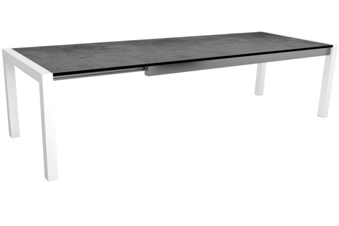 Stern Ausziehtisch 214/294x100 cm Aluminium weiß mit Tischplatte Silverstar Zement