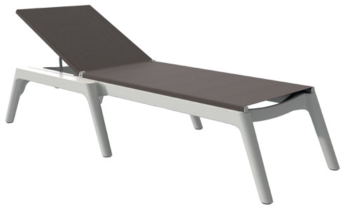 Grosfillex Provence Sonnenliegen Gestell weiss glacier Bezug T21 Taupe