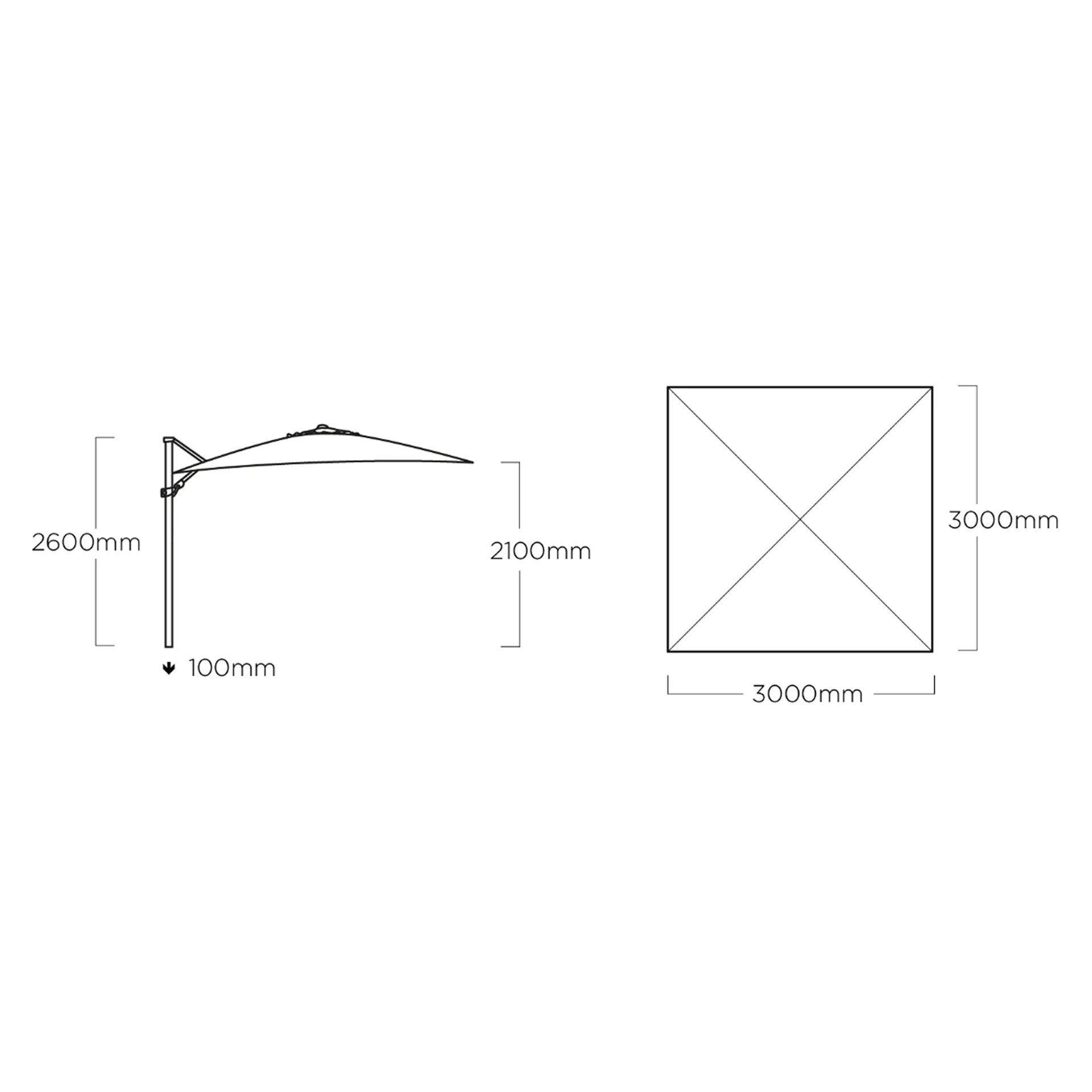KETTLER Ampelschirm EASY SWING 300x300 cm anthrazit matt/ hellgrau