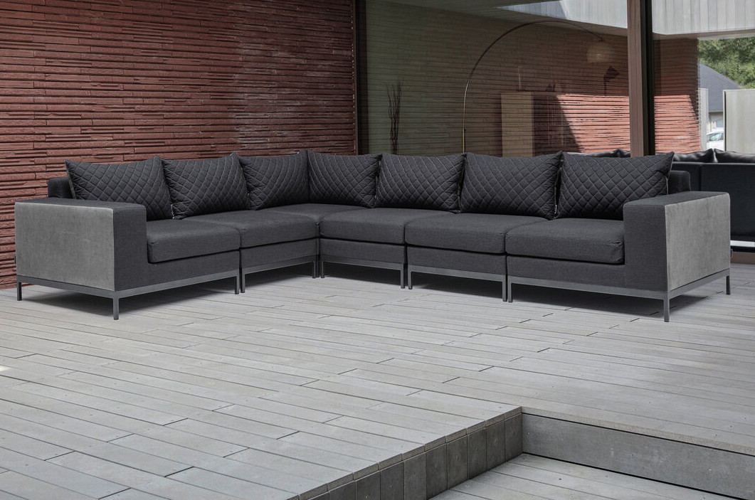 KETTLER Ego Modular SUNBRELLA Lounge-Set 8 anthrazit/ sooty HPL Marmor grau