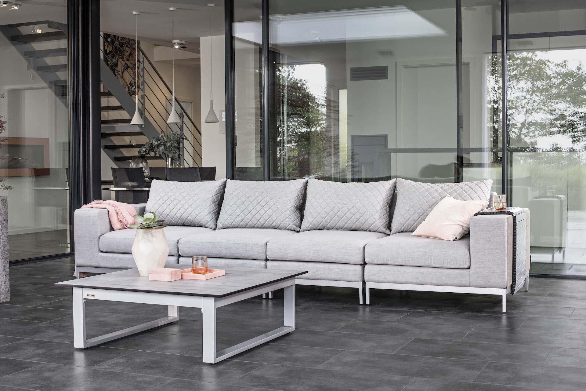 KETTLER EGO Lounge Tischgestell 95x95x33cm, Aluminium silber
