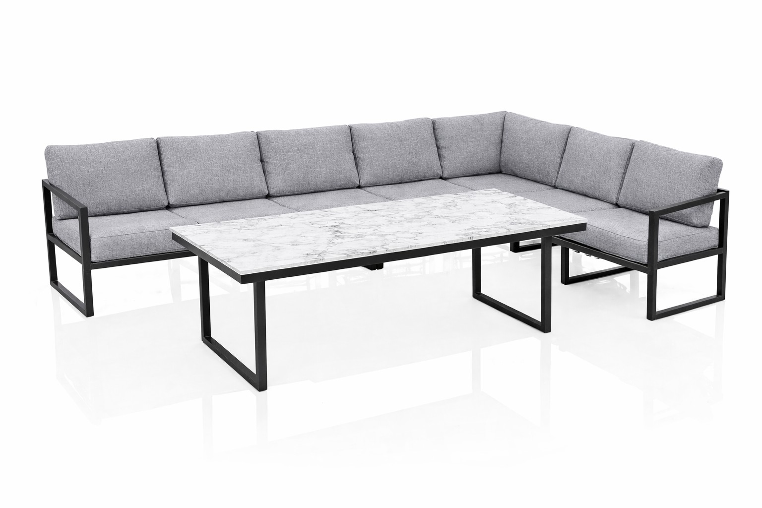 KETTLER OCEAN SKID MODULAR Set anthrazit mit Aluminium Armlehne mit HPLTischplatte 220cm