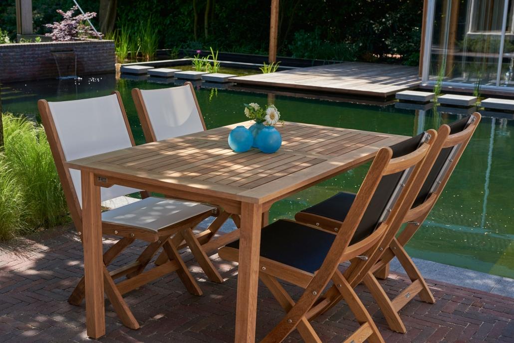 Traditional Teak Klappstuhl Kate schwarz Teakholz-Batyline