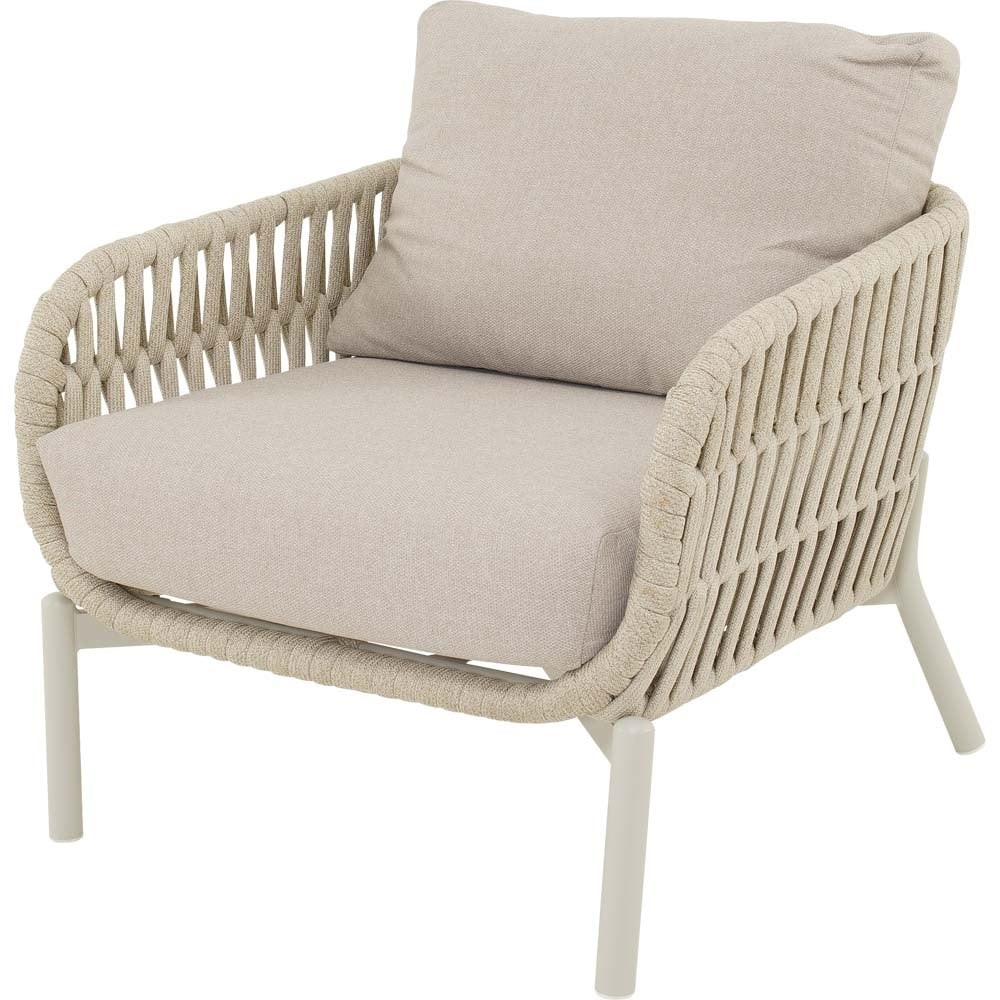 LesliLiving Burgos Low Dining Sessel mit 2 Kissen matt beige