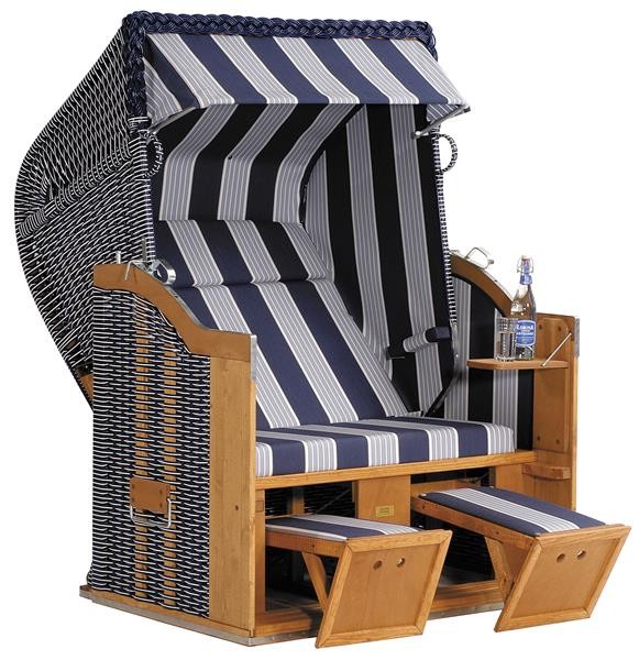 Gartenstrandkorb "Classic"
2-Sitzer, Halbliegemodell
Kunststoffgeflecht blau