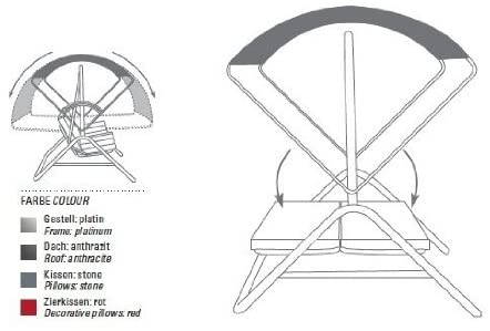 Acamp Liegeschaukel Star mit Dach anthrazit/anthrazit/stone/rot
