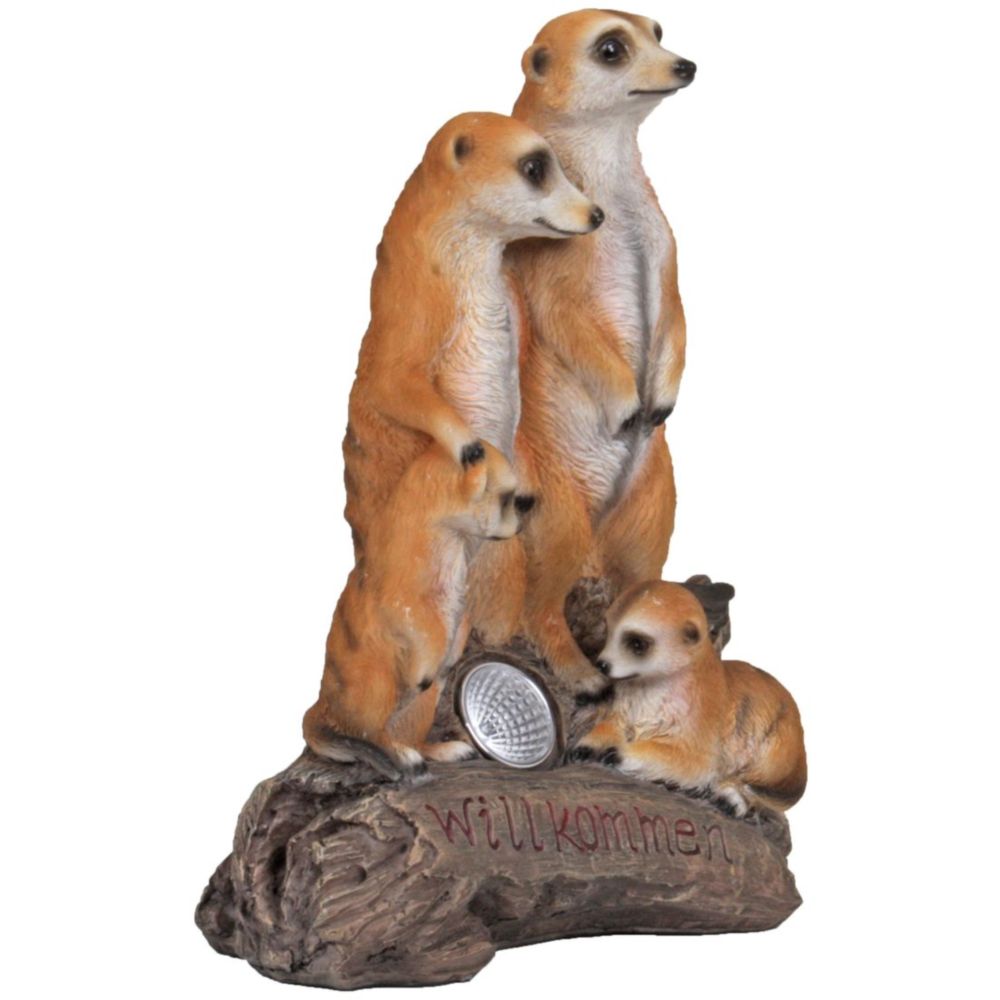 Erdmännchen-Familie mit Solar-Leuchte