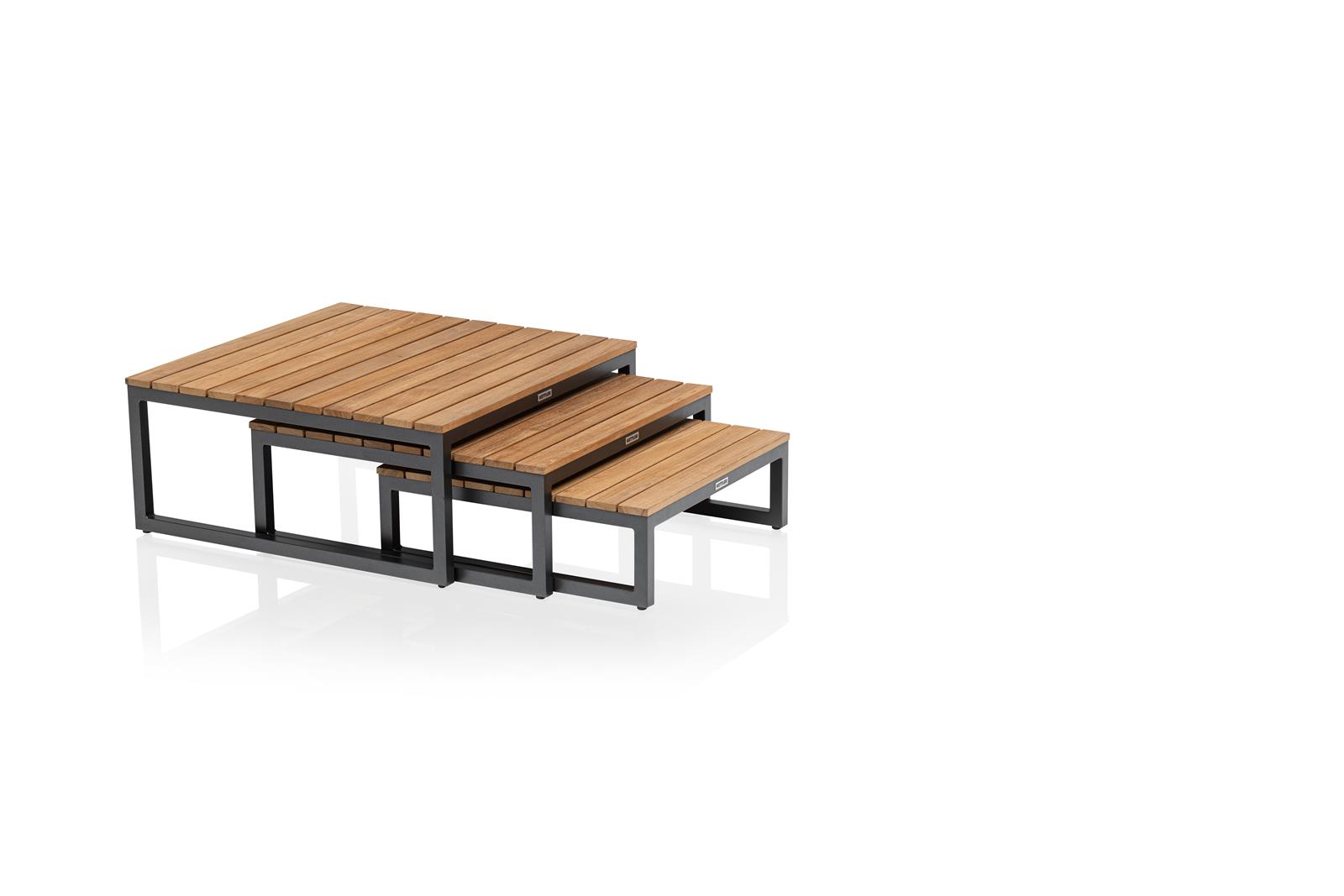Kettler OCEAN SKID PLATFORM Lounge Tisch 3er Set anthrazit