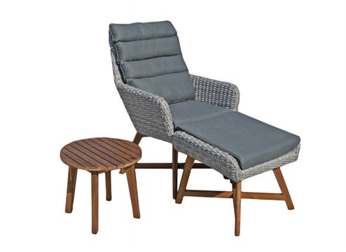 Lounger-Set CALIFORNIA grau Kunststoffgeflecht/Akazie FSC®