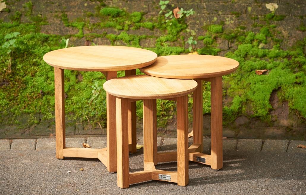 Traditional Teak Gartentisch Manon Ø 40 cm Teakholz