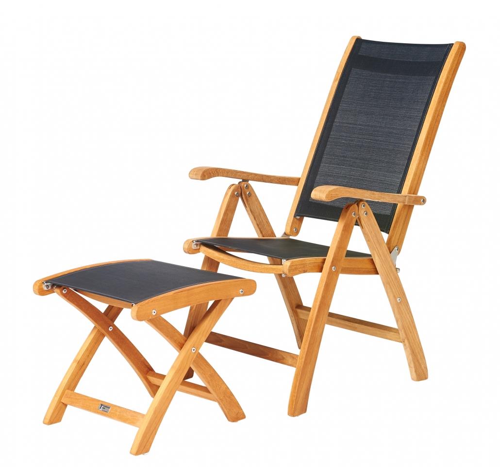 Traditional Teak Gartenhochlehner Kate mit Armlehnen schwarz Teakholz-Batyline 